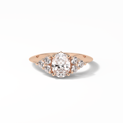 Oval Cluster Lab Grown Diamond Engagement Ring