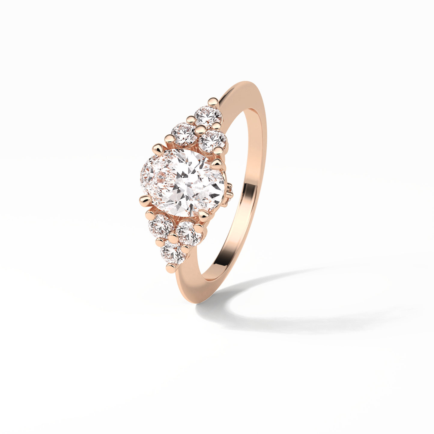 Oval Cluster Lab Grown Diamond Engagement Ring