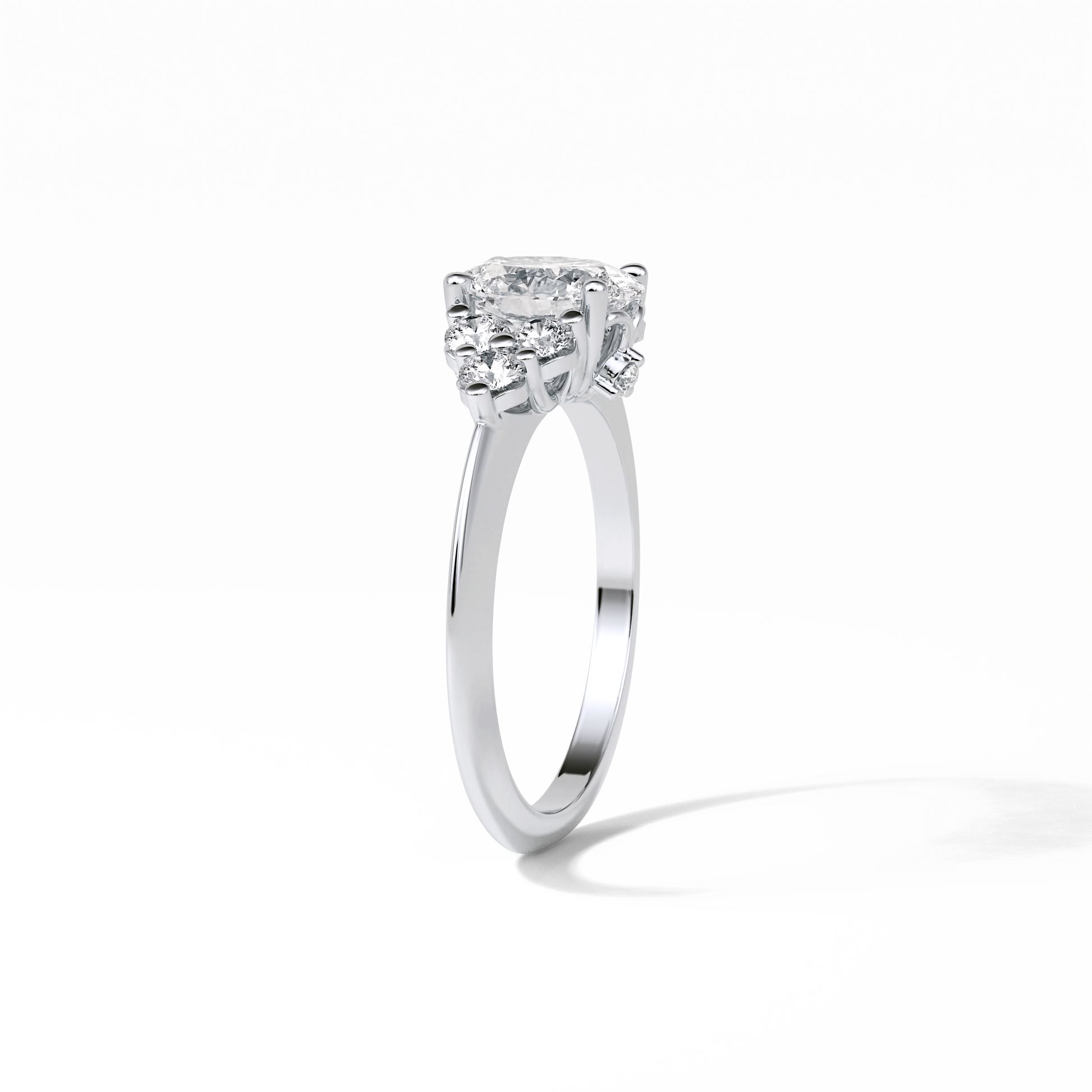 Oval Cluster Lab Grown Diamond Engagement Ring