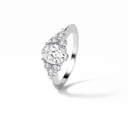 Oval Cluster Lab Grown Diamond Engagement Ring