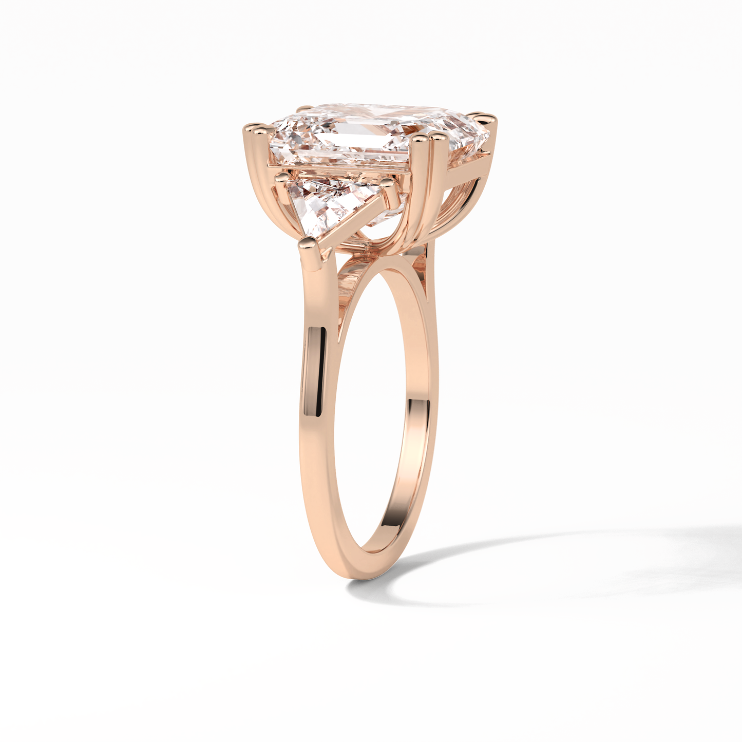 Emerald Three Lab Grown Diamond Engagement Ring