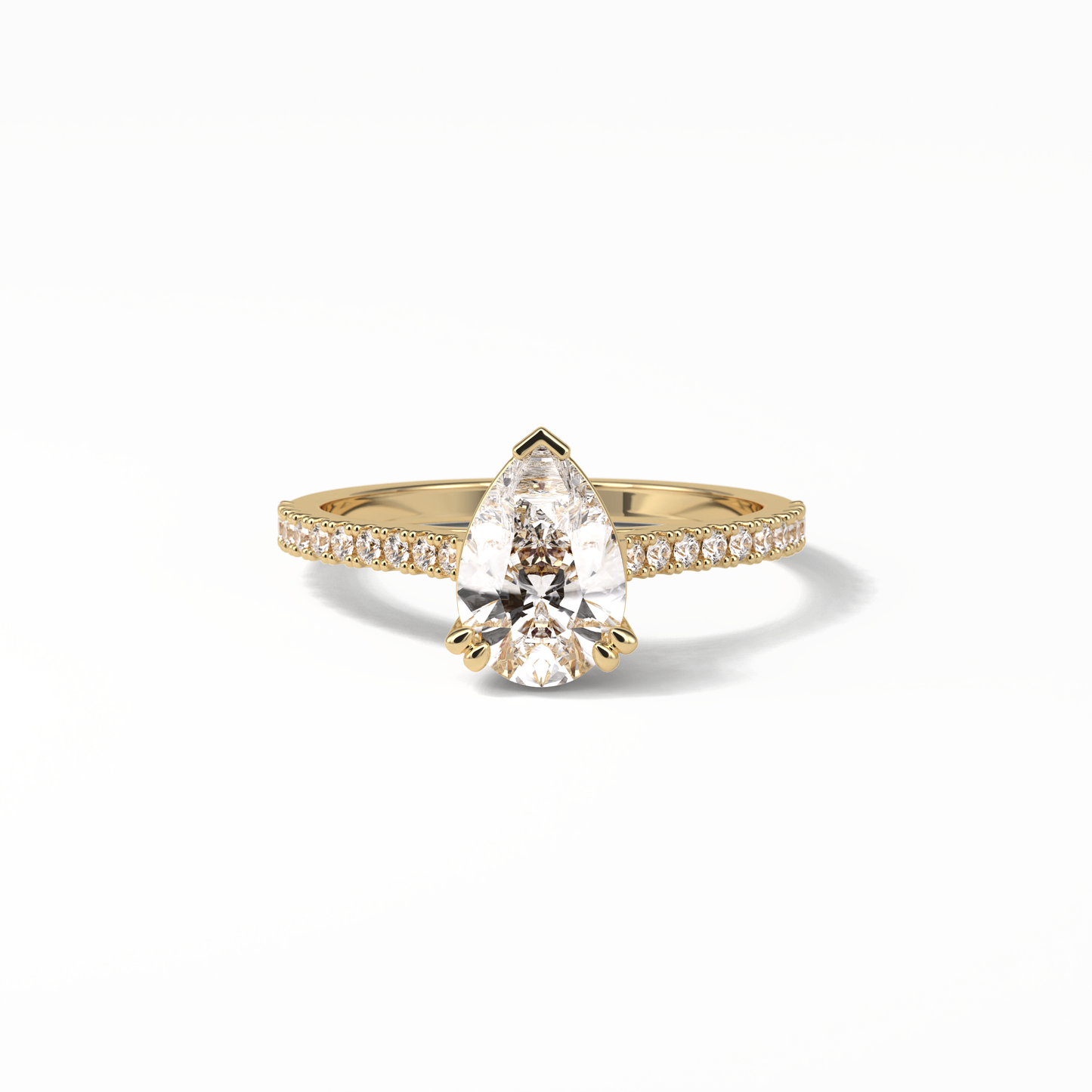 Pear Cut Pave Lab Grown Diamond Engagement Ring