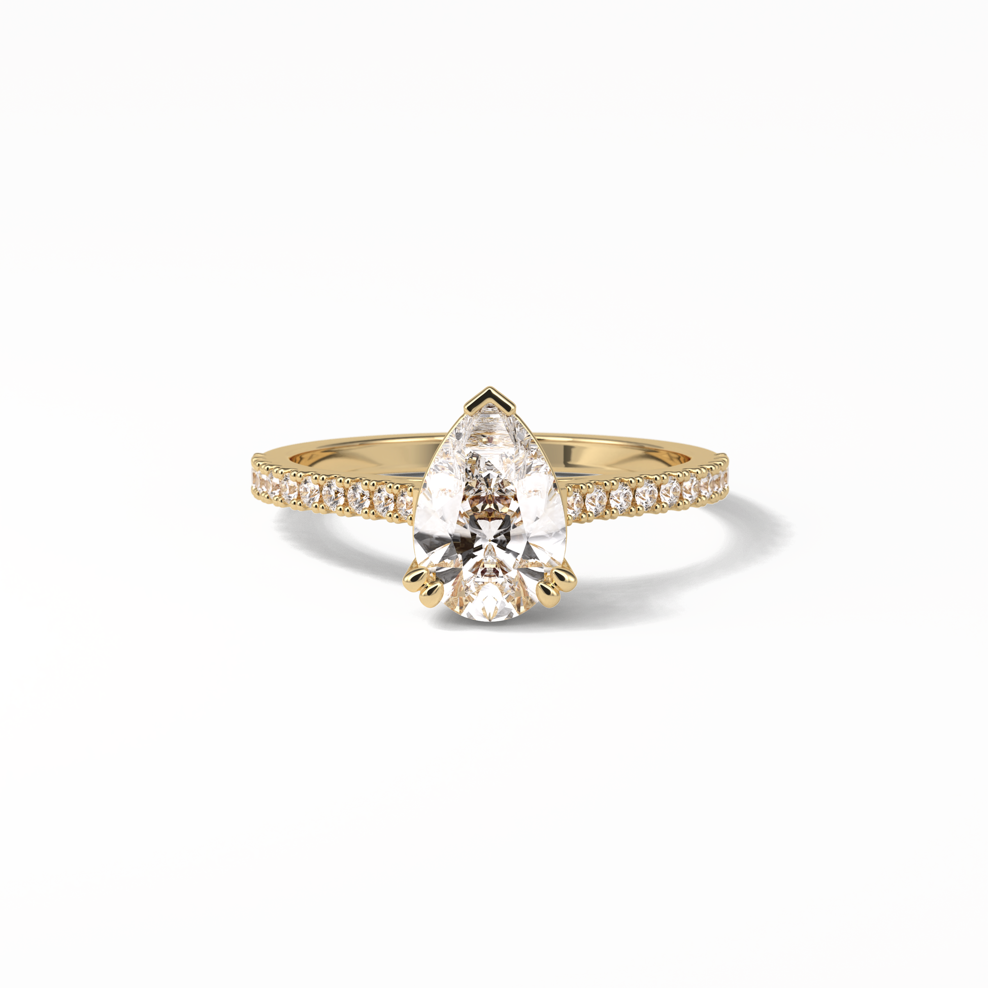 Pear Cut Pave Lab Grown Diamond Engagement Ring