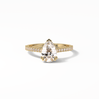 Pear Cut Pave Lab Grown Diamond Engagement Ring