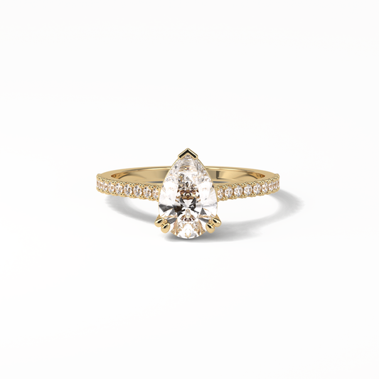 Pear Cut Pave Lab Grown Diamond Engagement Ring