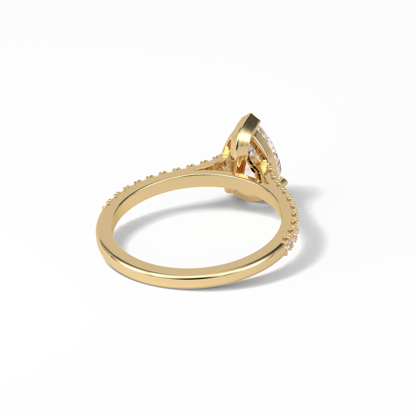 Pear Cut Pave Lab Grown Diamond Engagement Ring