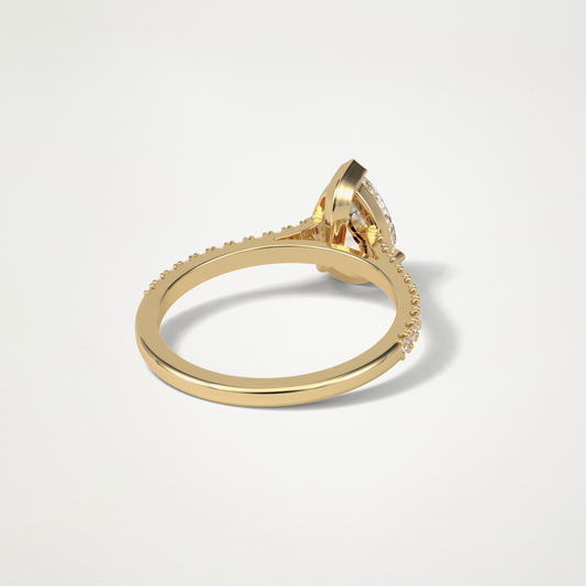 Pear Cut Pave Lab Grown Diamond Engagement Ring