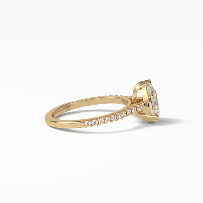 Pear Cut Pave Lab Grown Diamond Engagement Ring