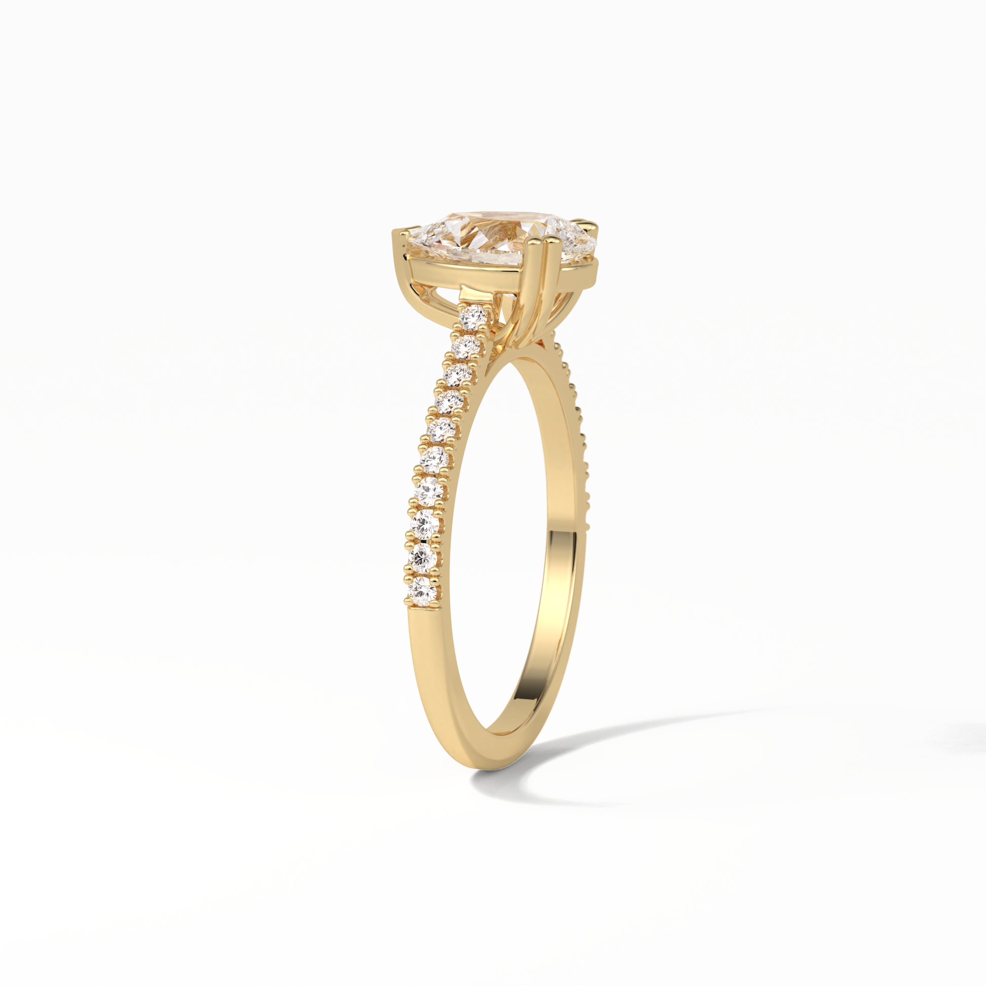 Pear Cut Pave Lab Grown Diamond Engagement Ring