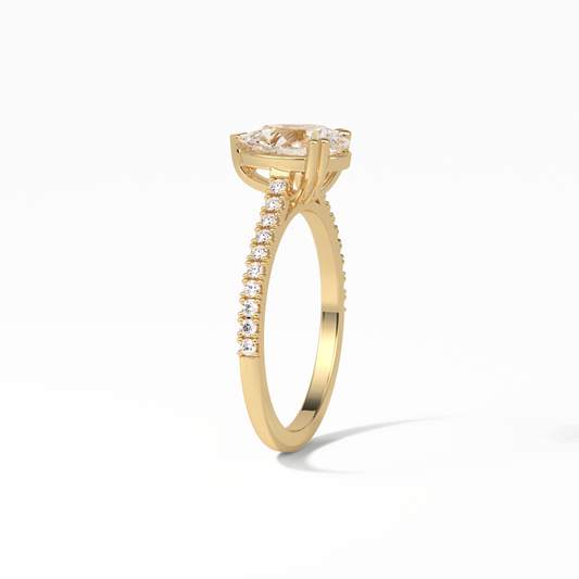 Pear Cut Pave Lab Grown Diamond Engagement Ring