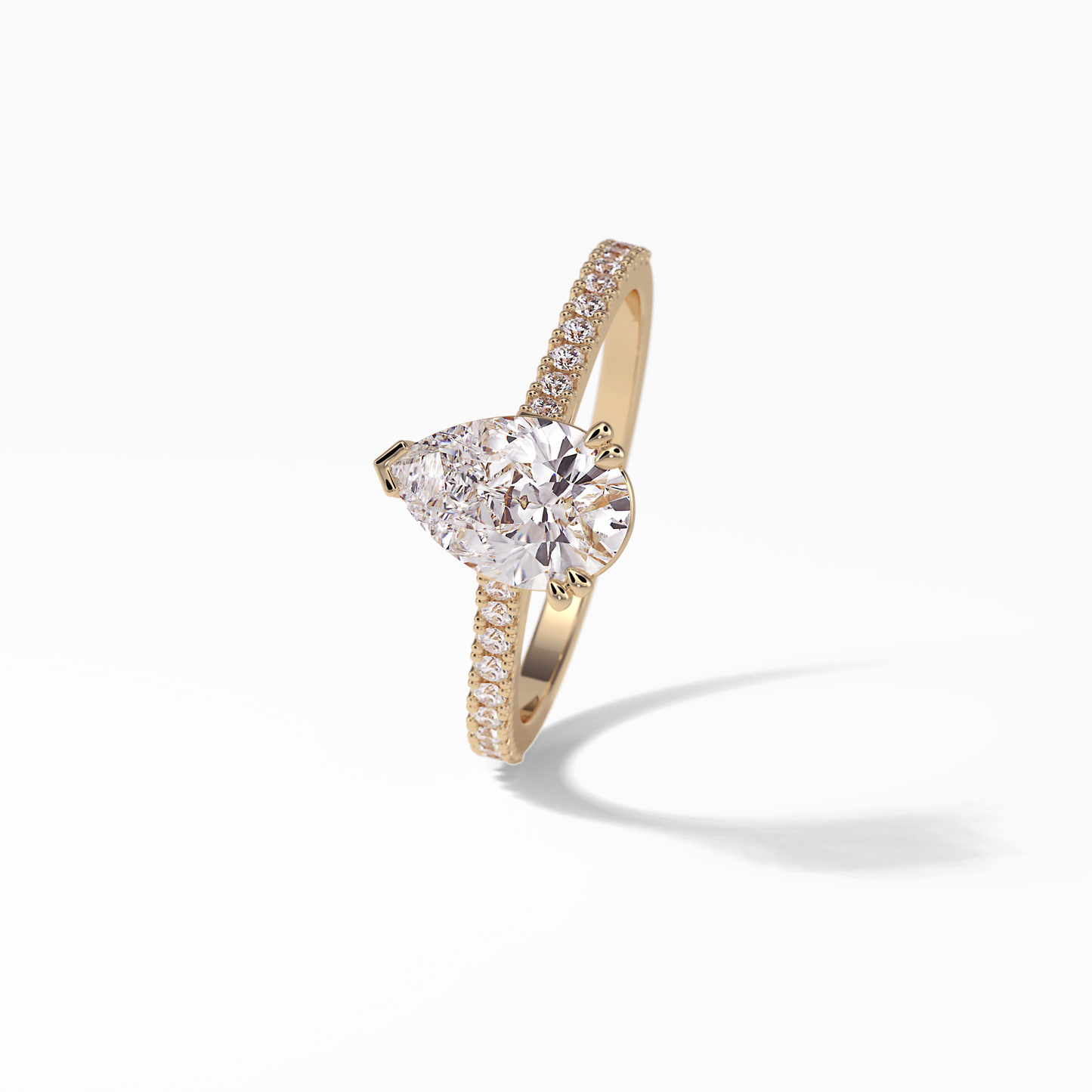 Pear Cut Pave Lab Grown Diamond Engagement Ring