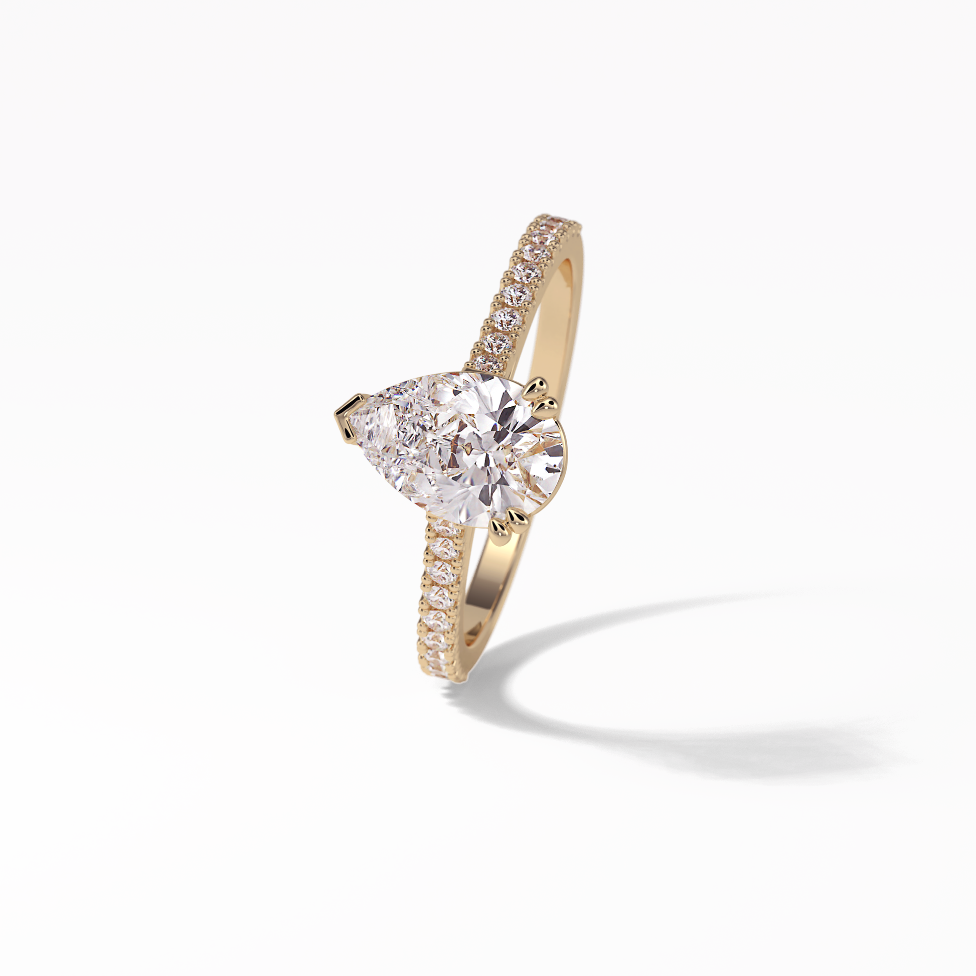 Pear Cut Pave Lab Grown Diamond Engagement Ring