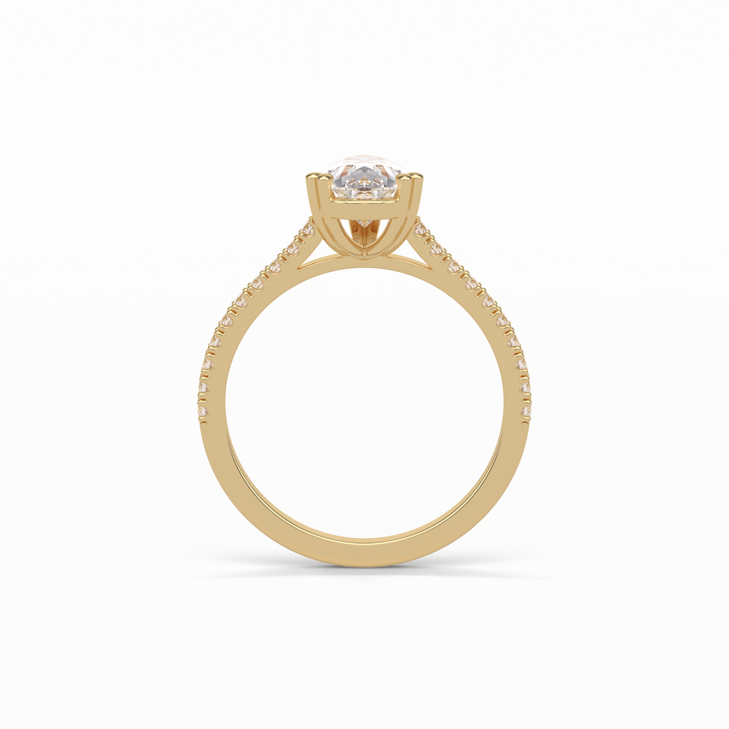 Pear Cut Pave Lab Grown Diamond Engagement Ring