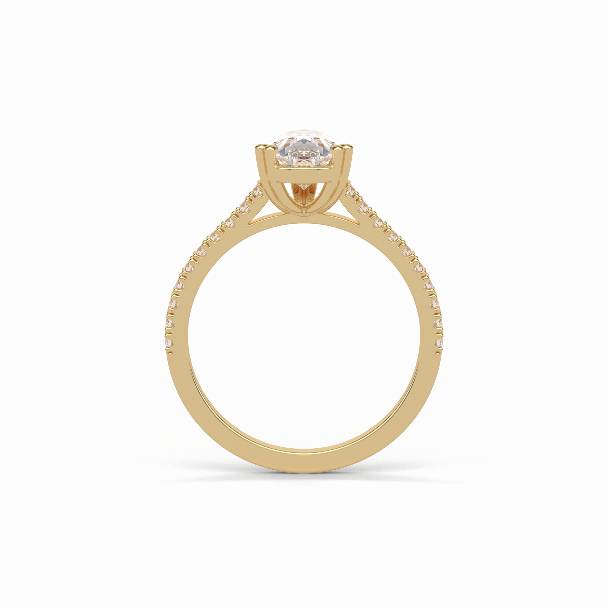 Pear Cut Pave Lab Grown Diamond Engagement Ring