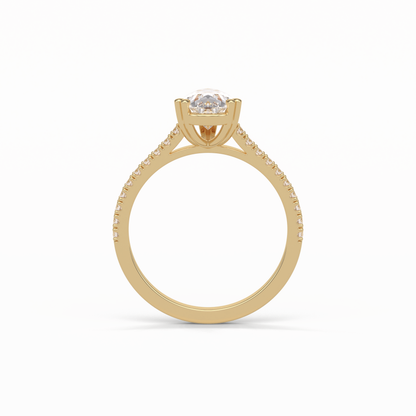Pear Cut Pave Lab Grown Diamond Engagement Ring