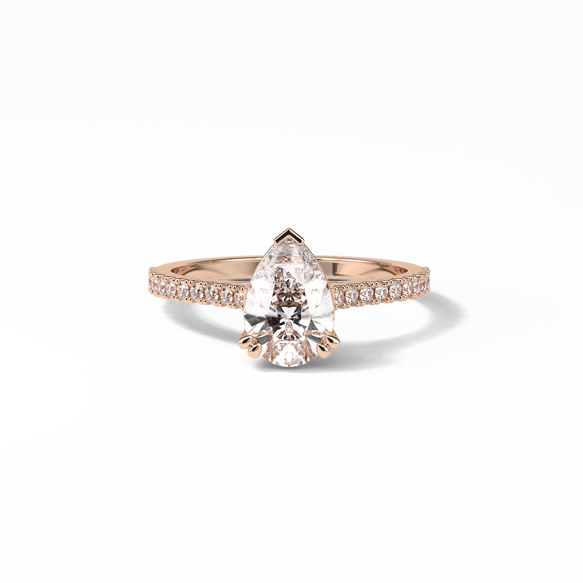 Pear Cut Pave Lab Grown Diamond Engagement Ring