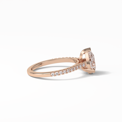 Pear Cut Pave Lab Grown Diamond Engagement Ring