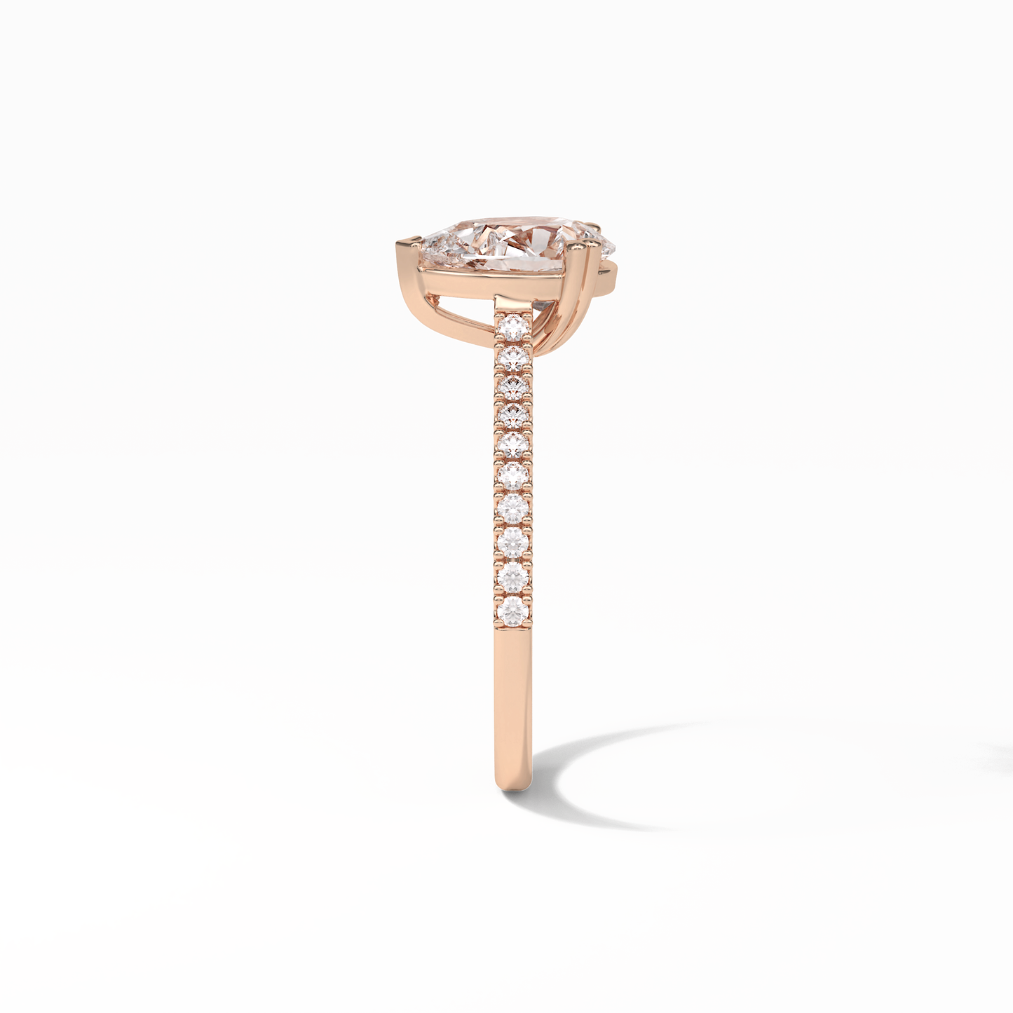 Pear Cut Pave Lab Grown Diamond Engagement Ring