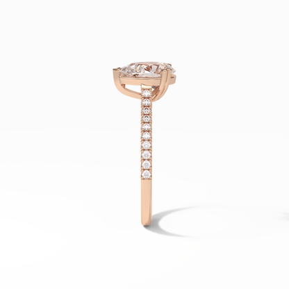 Pear Cut Pave Lab Grown Diamond Engagement Ring