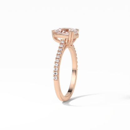 Pear Cut Pave Lab Grown Diamond Engagement Ring