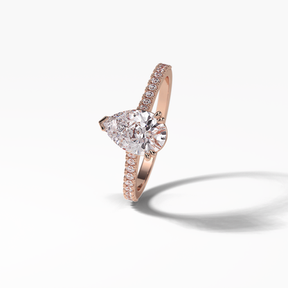 Pear Cut Pave Lab Grown Diamond Engagement Ring