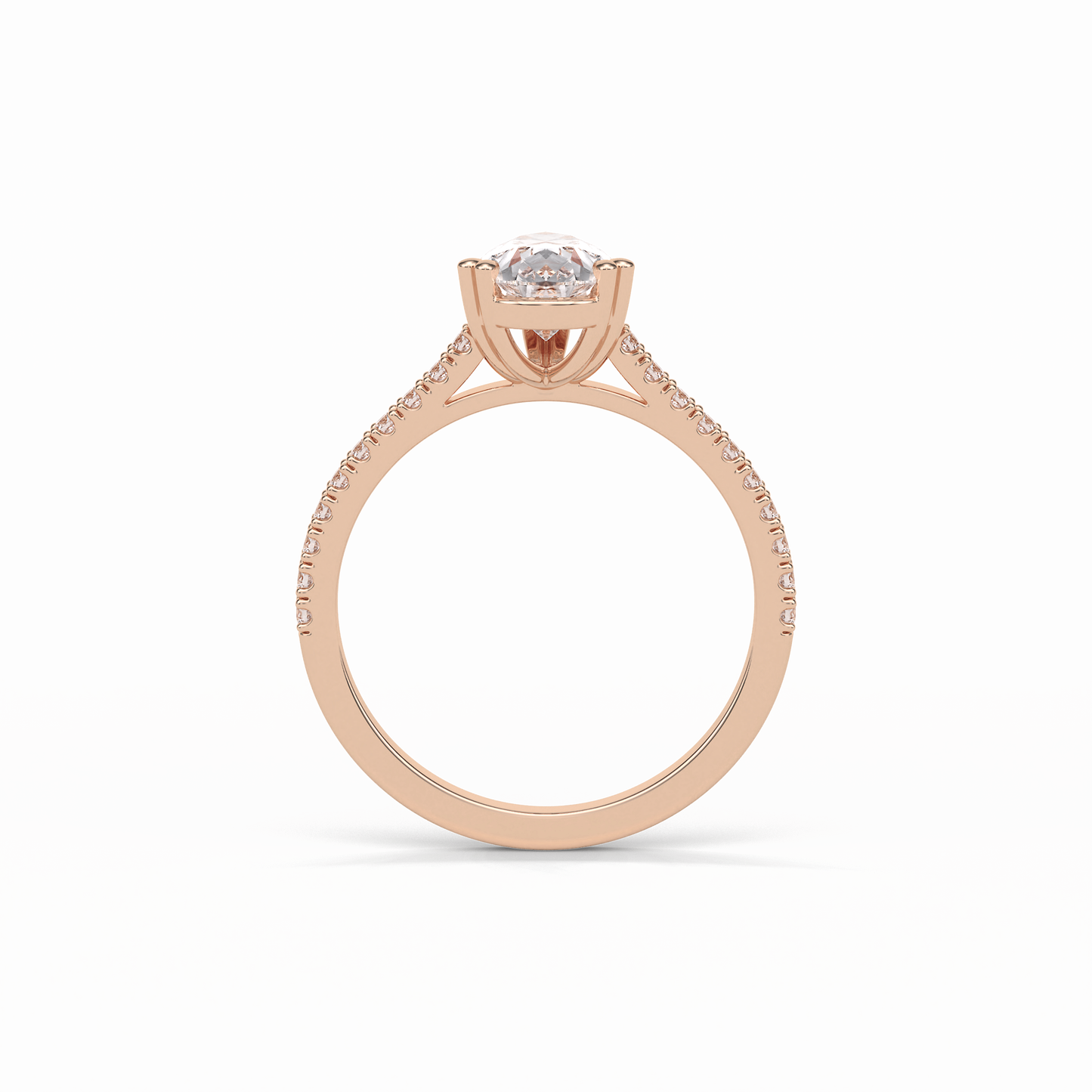 Pear Cut Pave Lab Grown Diamond Engagement Ring
