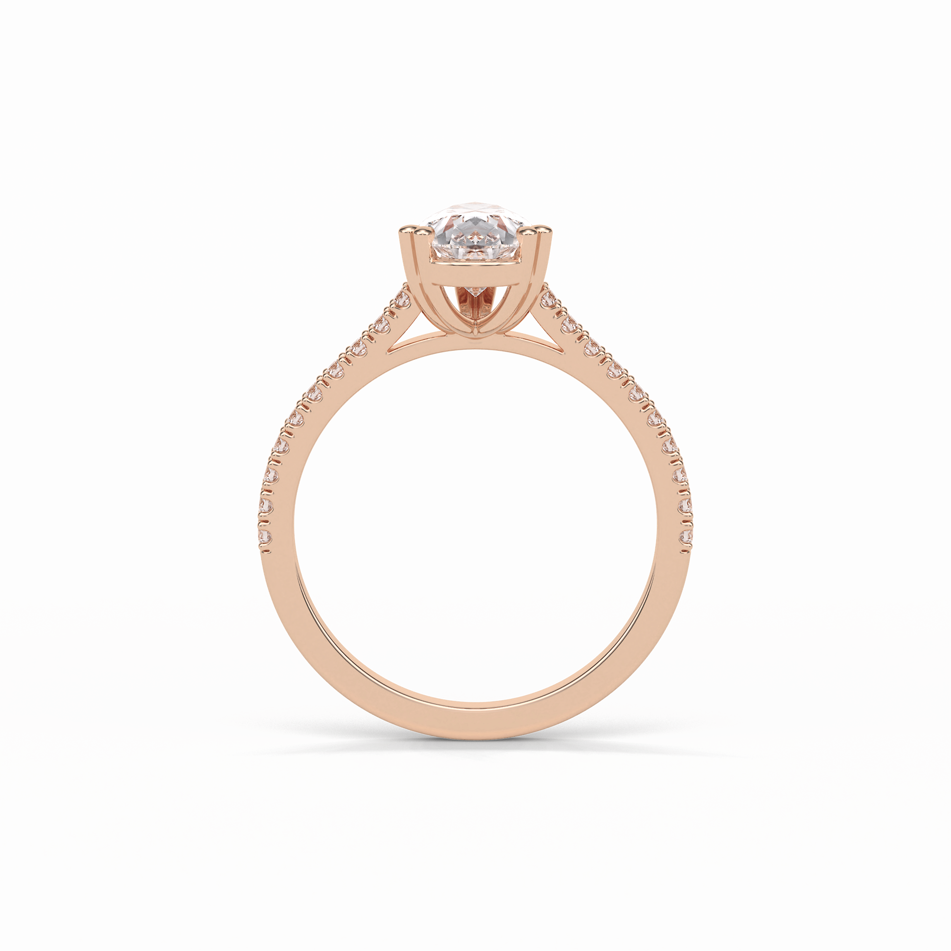 Pear Cut Pave Lab Grown Diamond Engagement Ring