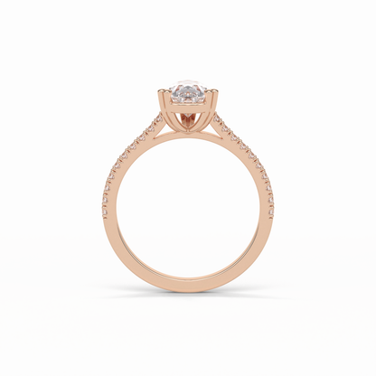 Pear Cut Pave Lab Grown Diamond Engagement Ring