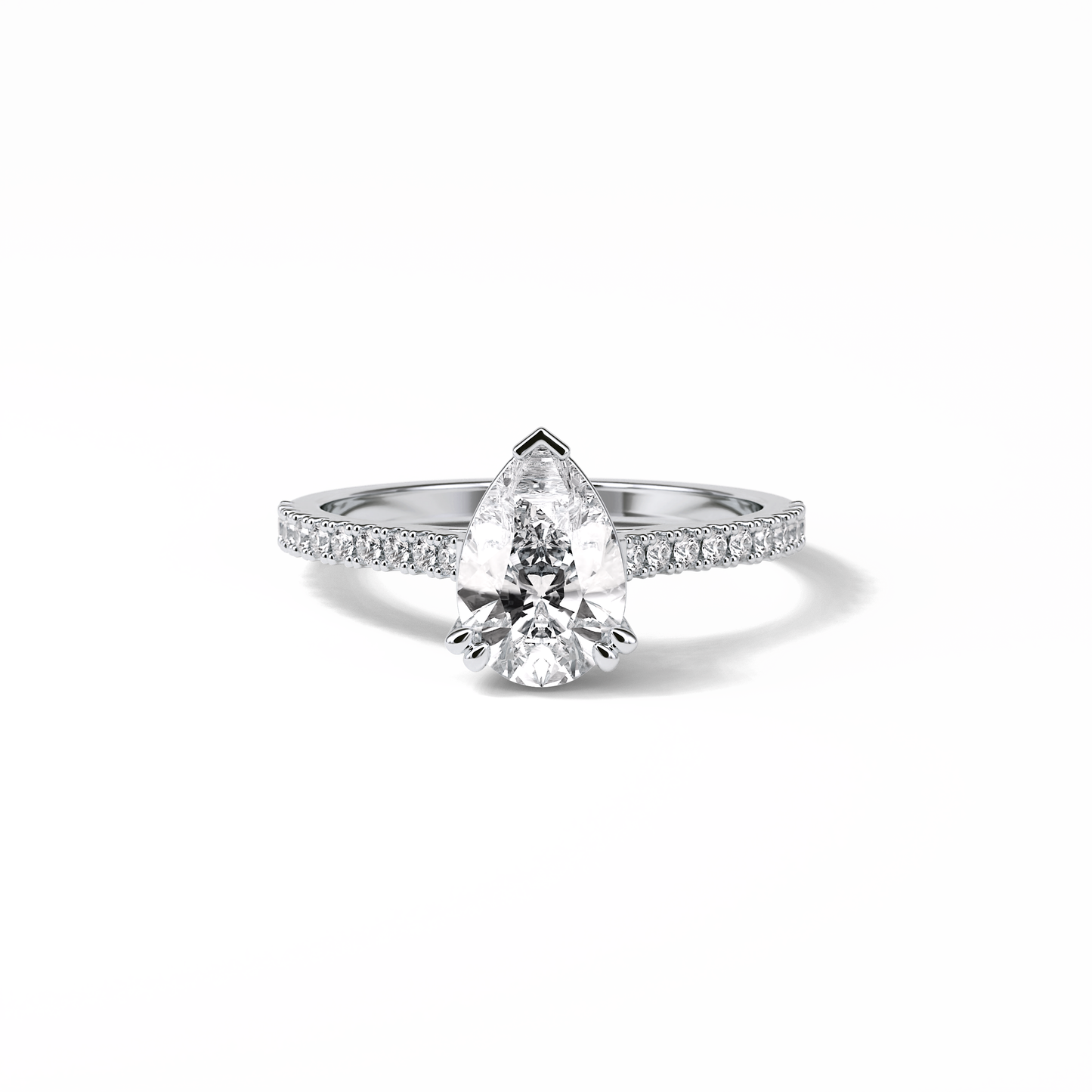 Pear Cut Pave Lab Grown Diamond Engagement Ring