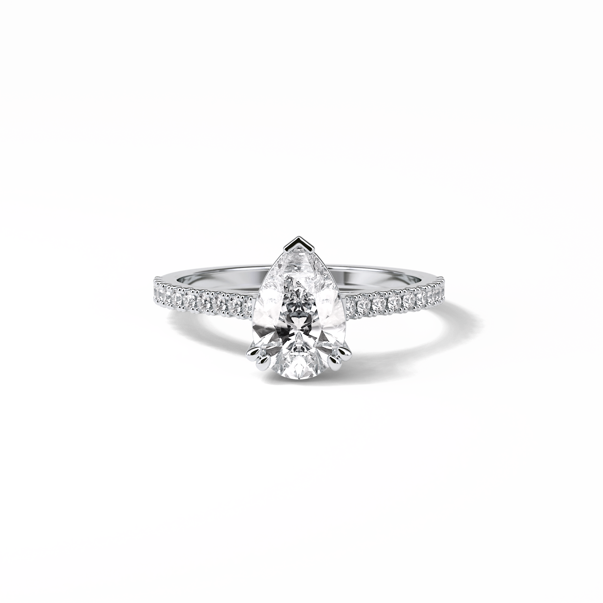 Pear Cut Pave Lab Grown Diamond Engagement Ring