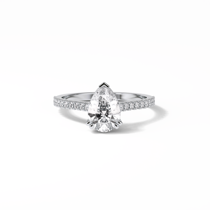 Pear Cut Pave Lab Grown Diamond Engagement Ring