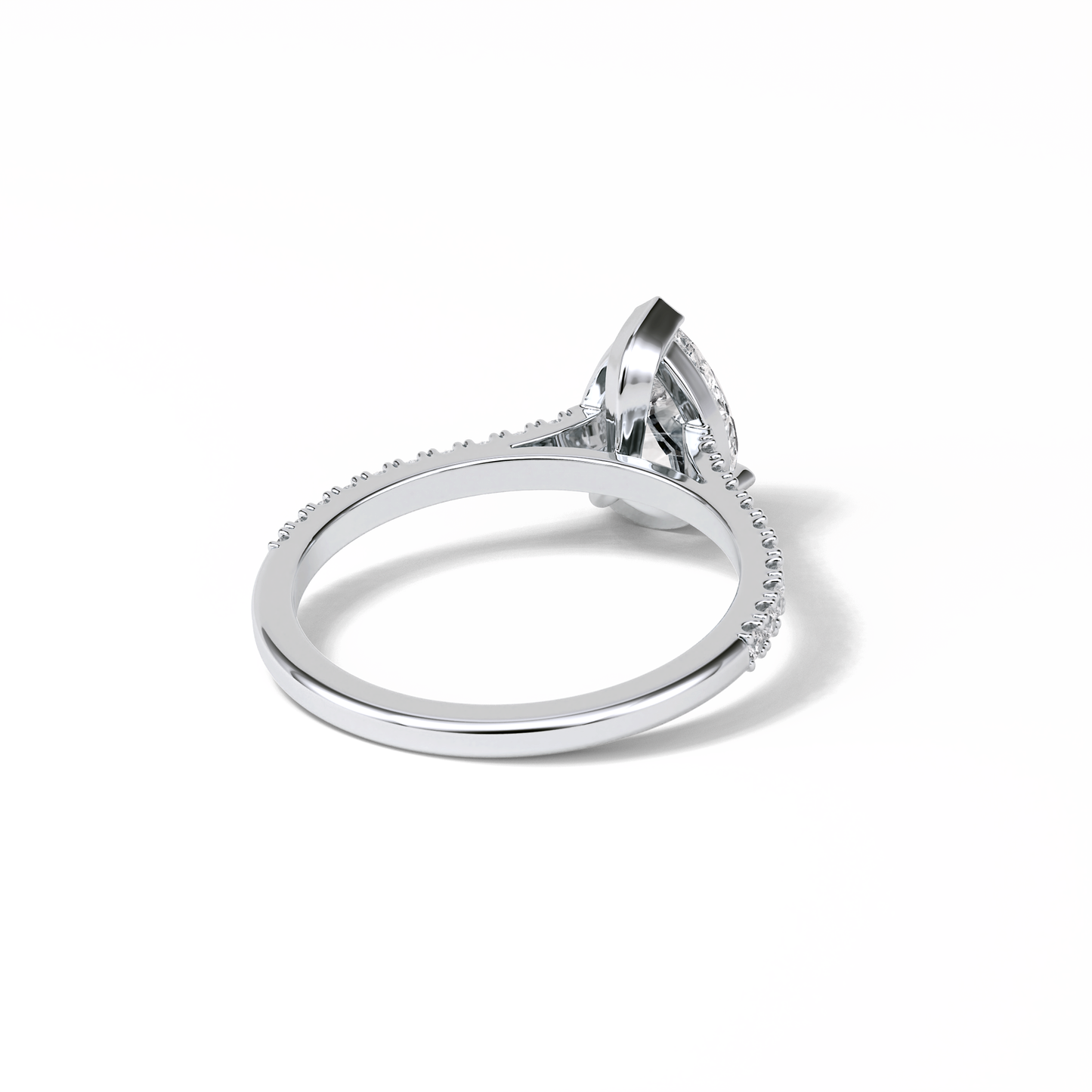 Pear Cut Pave Lab Grown Diamond Engagement Ring