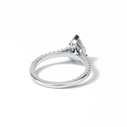 Pear Cut Pave Lab Grown Diamond Engagement Ring