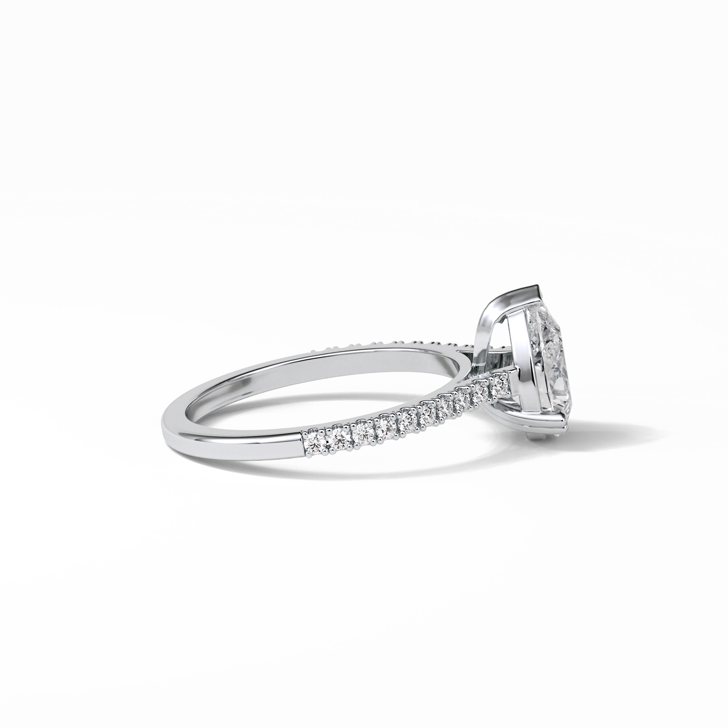 Pear Cut Pave Lab Grown Diamond Engagement Ring
