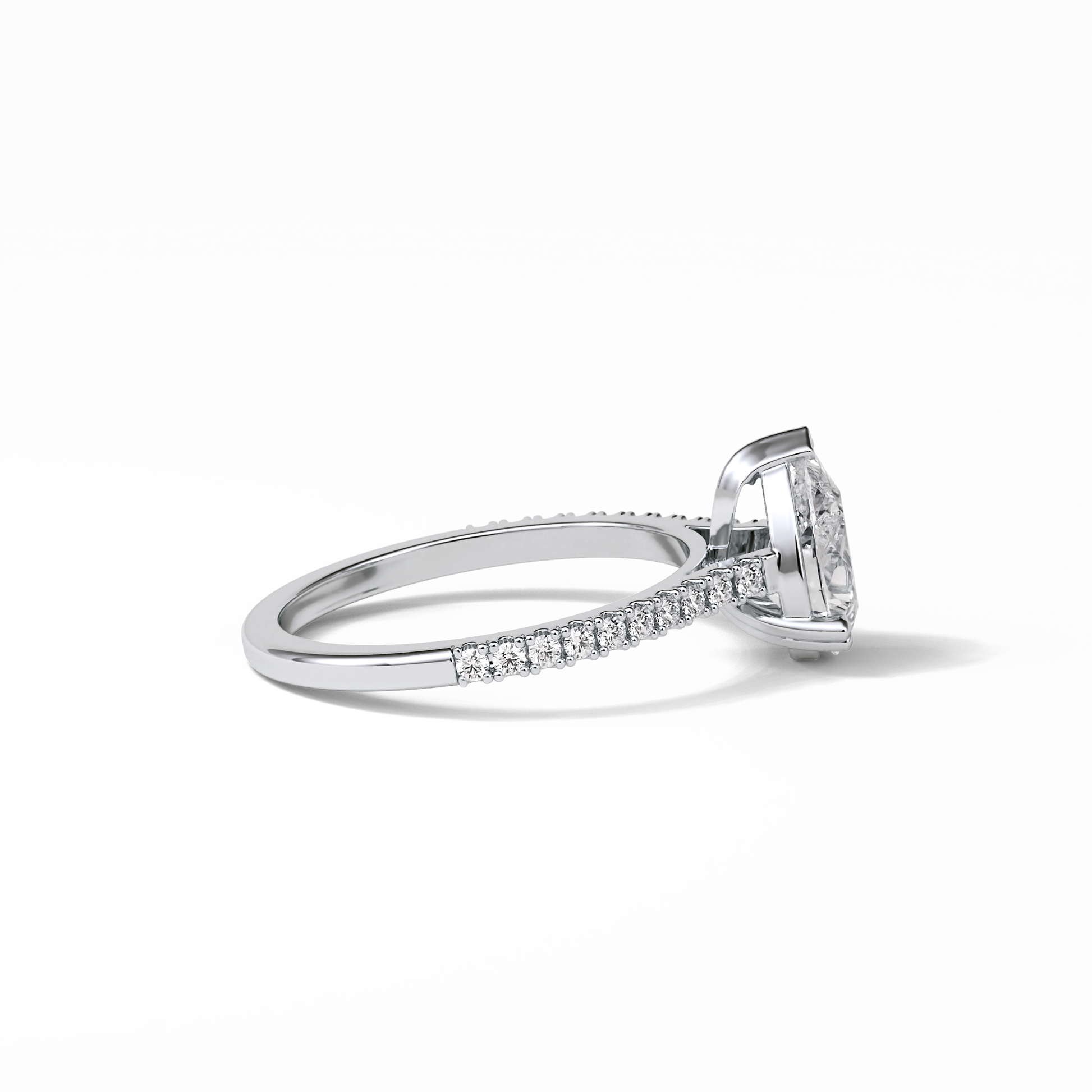 Pear Cut Pave Lab Grown Diamond Engagement Ring