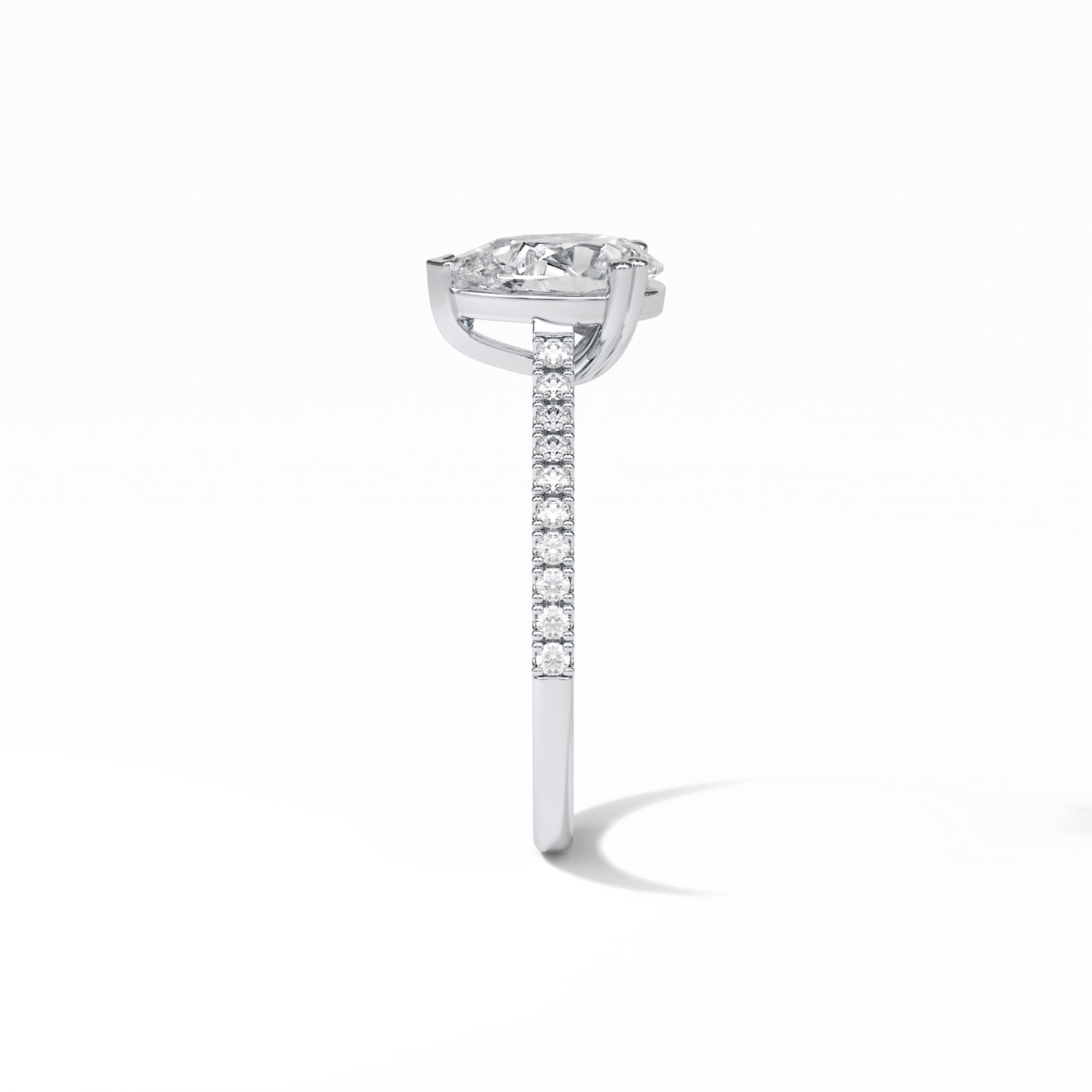 Pear Cut Pave Lab Grown Diamond Engagement Ring
