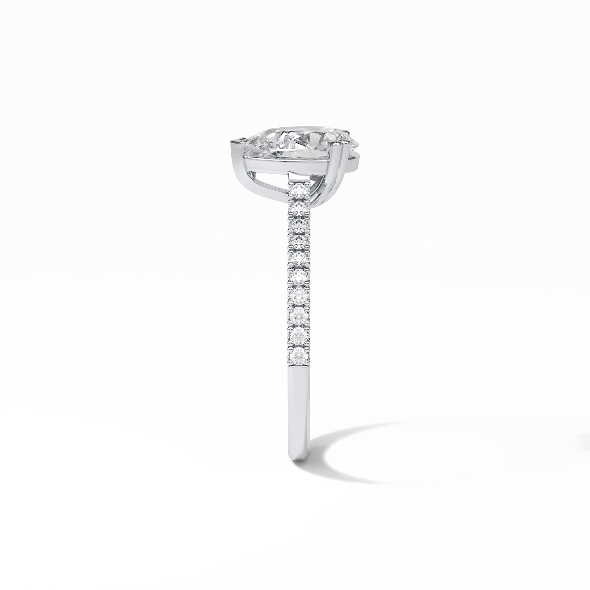 Pear Cut Pave Lab Grown Diamond Engagement Ring