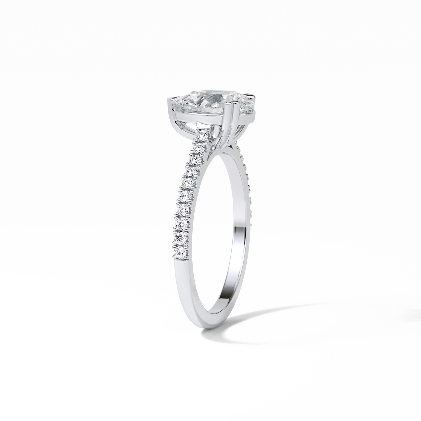 Pear Cut Pave Lab Grown Diamond Engagement Ring