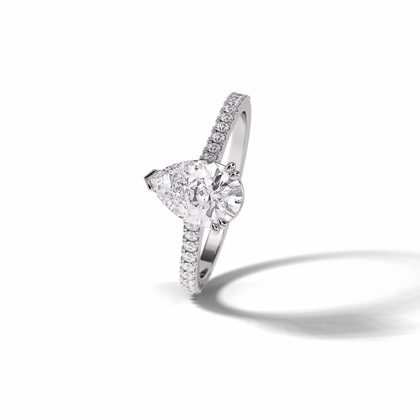 Pear Cut Pave Lab Grown Diamond Engagement Ring