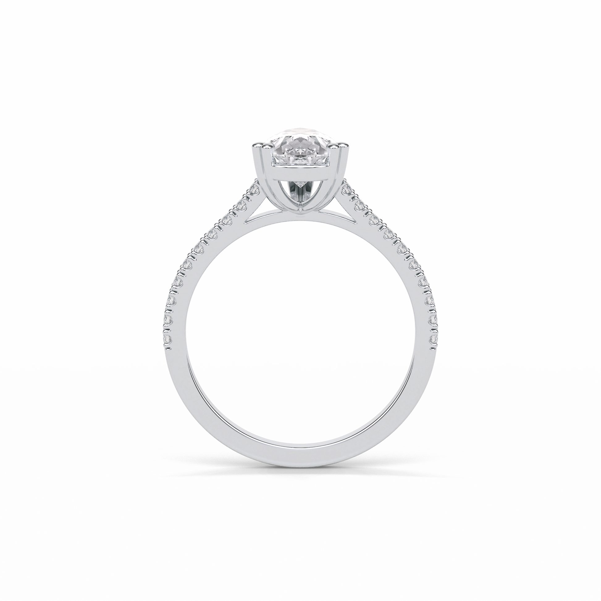 Pear Cut Pave Lab Grown Diamond Engagement Ring