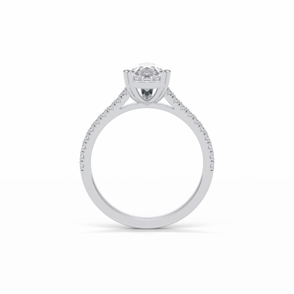 Pear Cut Pave Lab Grown Diamond Engagement Ring