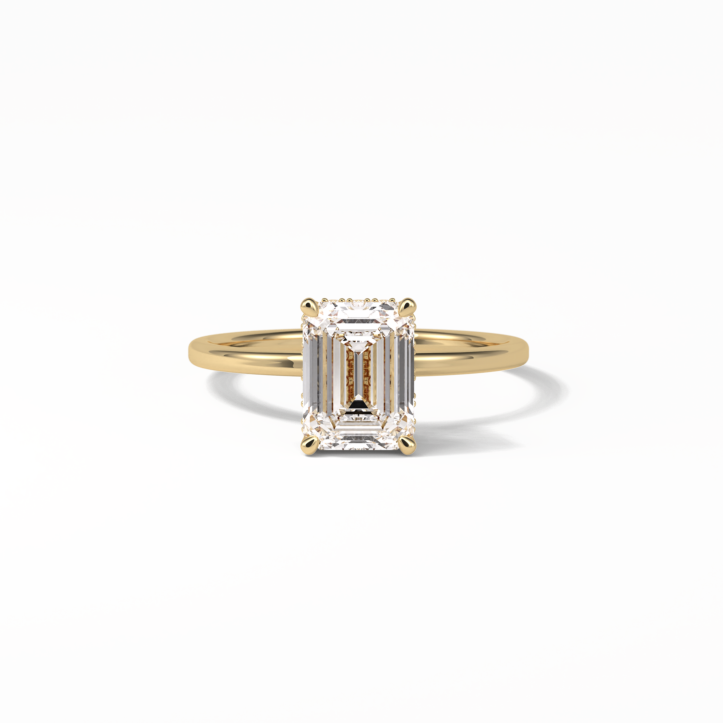 Emerald Hidden Halo Lab Grown Diamond Engagement Ring