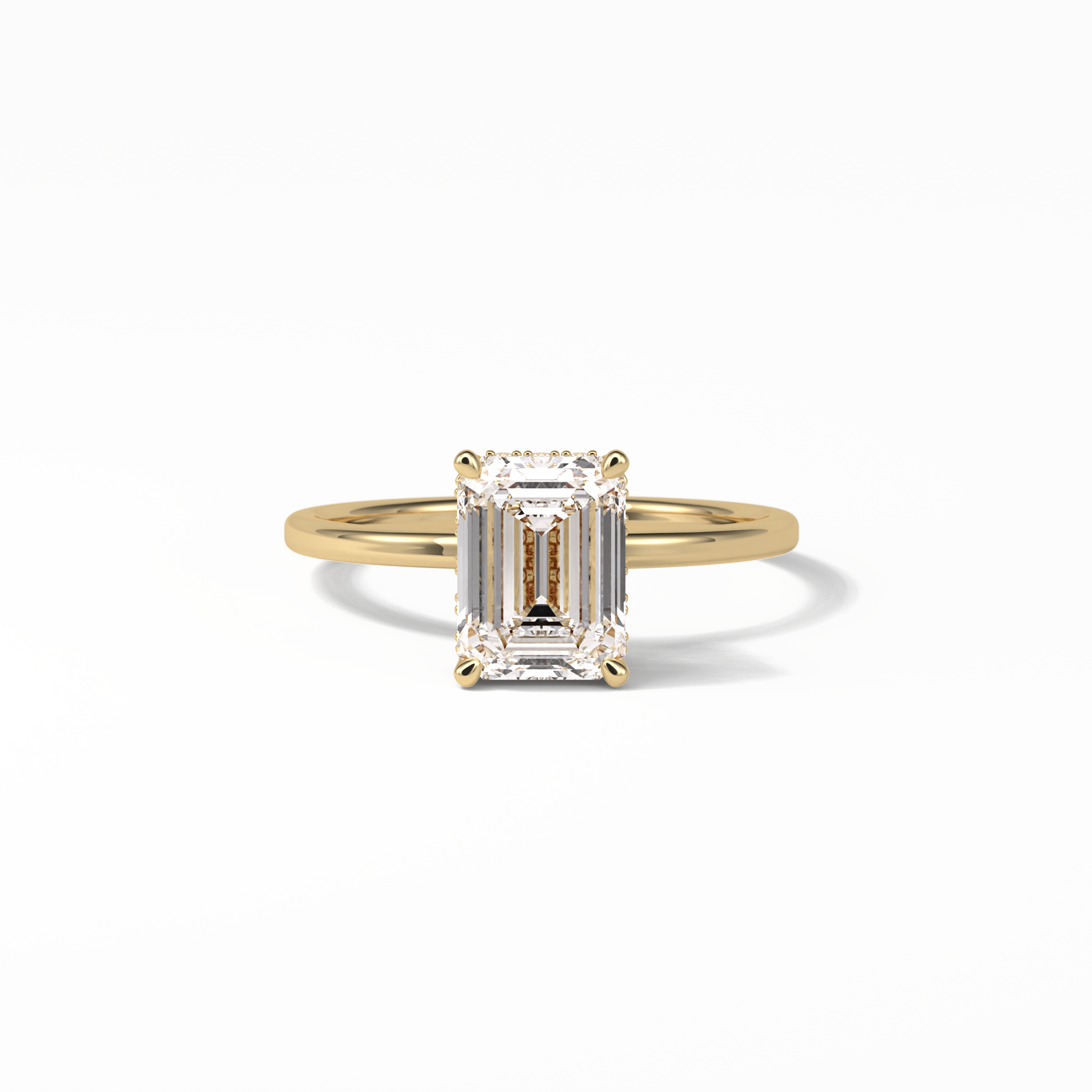Emerald Hidden Halo Lab Grown Diamond Engagement Ring