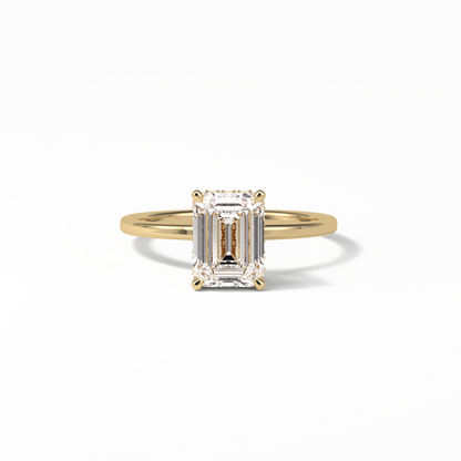 Emerald Hidden Halo Lab Grown Diamond Engagement Ring