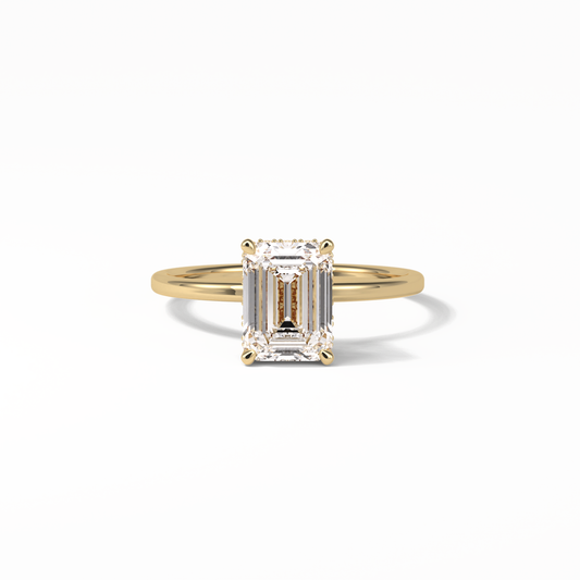 Emerald Hidden Halo Lab Grown Diamond Engagement Ring
