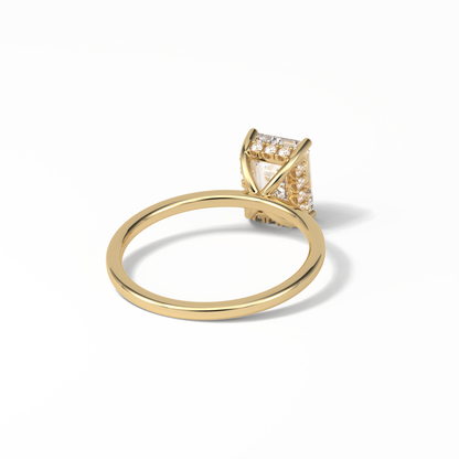 Emerald Hidden Halo Lab Grown Diamond Engagement Ring