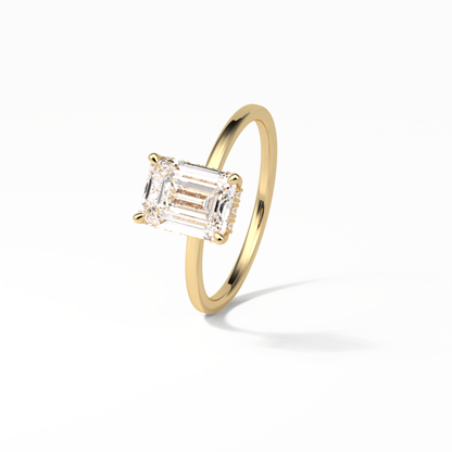 Emerald Hidden Halo Lab Grown Diamond Engagement Ring