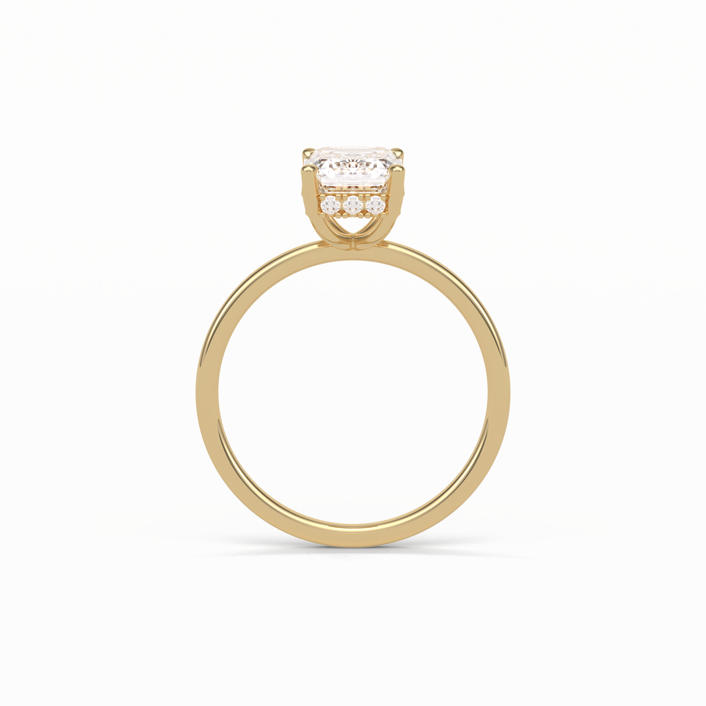 Emerald Hidden Halo Lab Grown Diamond Engagement Ring