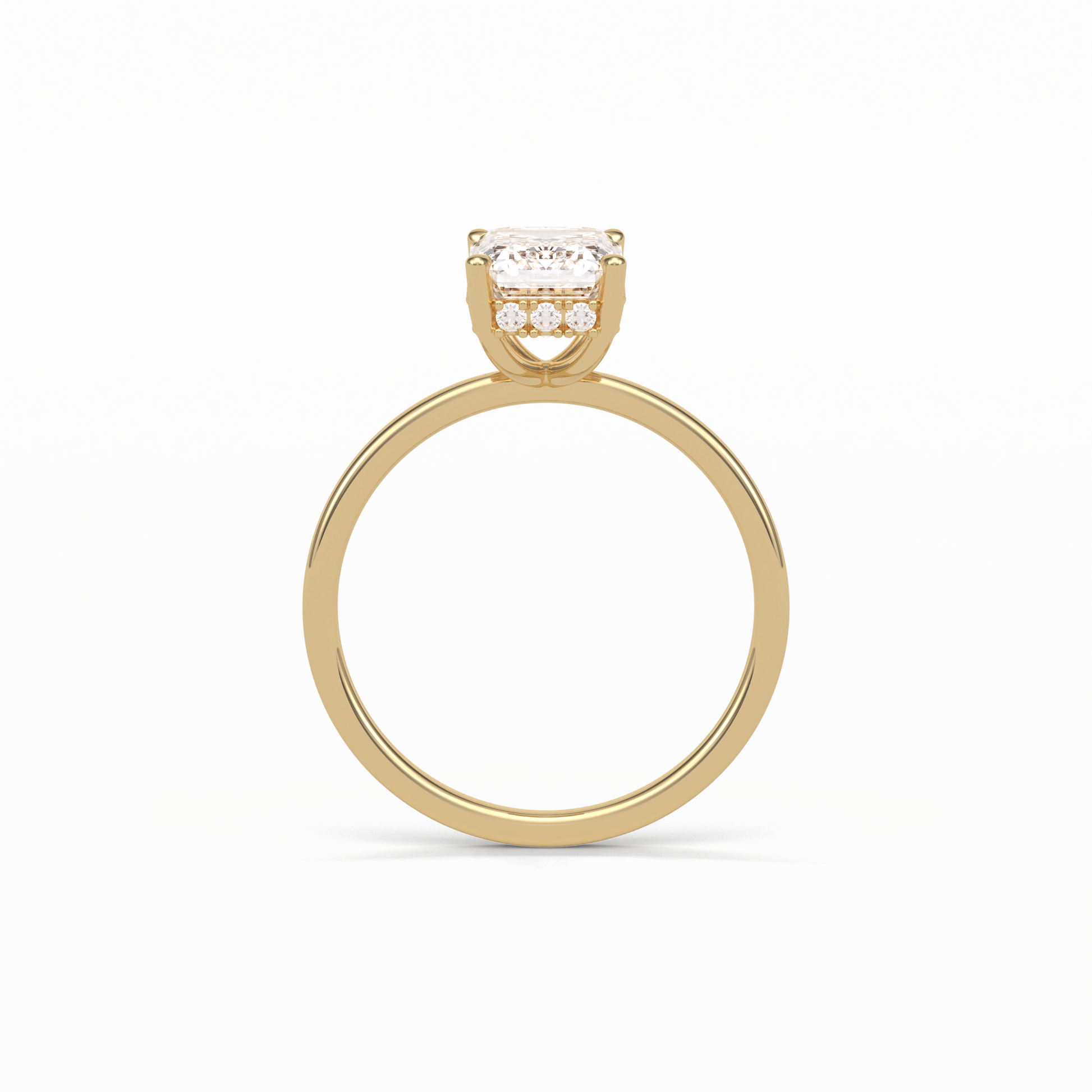 Emerald Hidden Halo Lab Grown Diamond Engagement Ring