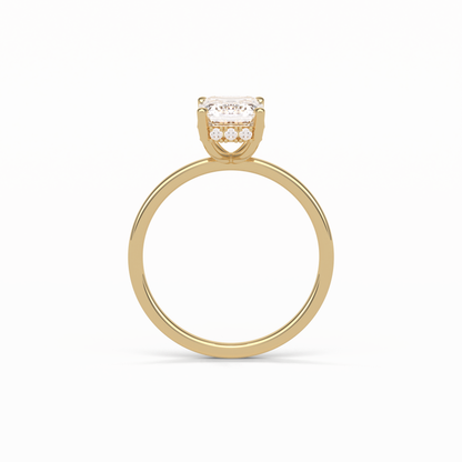 Emerald Hidden Halo Lab Grown Diamond Engagement Ring